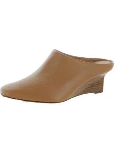 Pre-owned Vince Nwb . Genuine Leather Benita, Tan Le Wedge Mules Slip-on Styling Size 8 In Brown