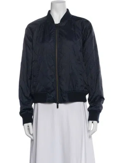 Pre-owned Vince Nylon Bomber Jacket In Blue
