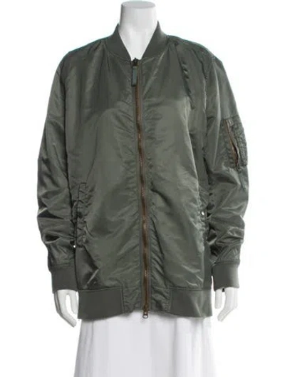 Pre-owned Vince Nylon Bomber Jacket In Green