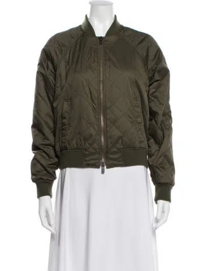 Pre-owned Vince Nylon Bomber Jacket In Green