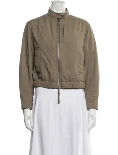 Pre-owned Vince Nylon Bomber Jacket In Green