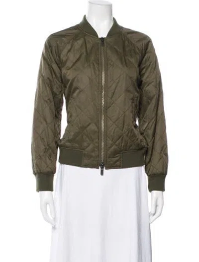 Pre-owned Vince Nylon Bomber Jacket In Green