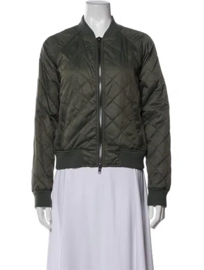 Pre-owned Vince Nylon Bomber Jacket In Green