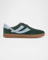 Vince Oasis Bicolor Leather Retro Sneakers In Evergreen/glacial Blue