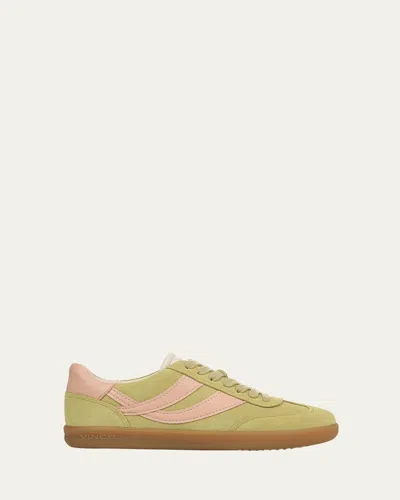 Vince Oasis Bicolor Leather Retro Sneakers In Green/pink