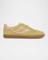 Vince Oasis Bicolor Leather Retro Sneakers In Green/pink