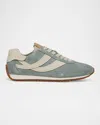 Vince Oasis Bicolor Leather Runner Sneakers In Bitter Sage Green/white Leather