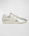 Vince Oasis Metallic Leather Retro Sneakers In Silver
