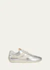 Vince Oasis Metallic Leather Retro Sneakers In Silver Leather