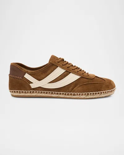 Vince Oasis Mixed Leather Espadrille Sneakers In Brown
