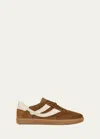 Vince Oasis Mixed Leather Retro Sneakers In Elm Wood Brown Su
