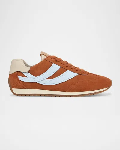 Vince Oasis Mixed Leather Retro Sneakers In Green