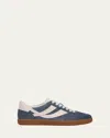 Vince Oasis Mixed Leather Retro Sneakers In Blue