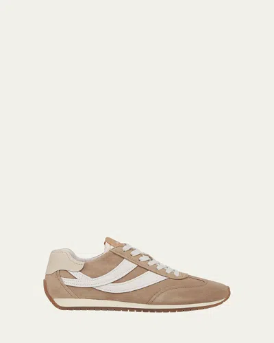 Vince Oasis Mixed Leather Retro Sneakers In Neutral