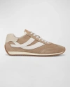Vince Oasis Mixed Leather Retro Sneakers In New Camel Tan/foa