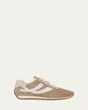 Vince Oasis Mixed Leather Retro Sneakers In New Camel Tan/foam White