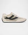 Vince Oasis Net Leather Low-top Sneakers In Moonlight/black