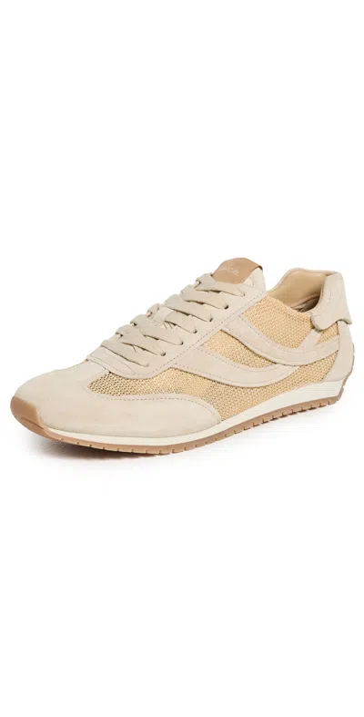 Vince Oasis Raffia And Suede Retro Sneakers In Neutral