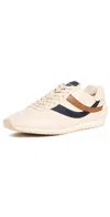 Vince Oasis Colorblock Leather Retro Sneakers In Flax/elm Wood/blue Ink