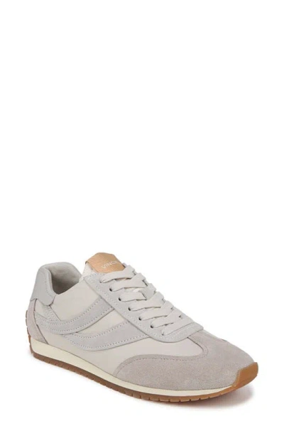 Vince Oasis Mixed Leather Retro Trainers In Off White/rock
