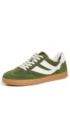 Vince Men's Oasis Mixed Leather Retro Sneakers In Olive Smoke
