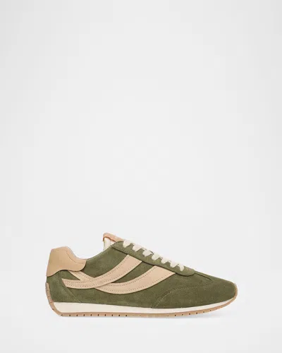 Vince Oasis Suede And Leather Runner Sneakers In Green