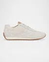 Vince Oasis Suede Runner Sneakers In White Stone