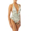 Vince Oasis Tapestry Wrap Plunge One Piece In Palm In Green