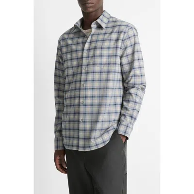 Vince Oceanic Plaid Button-up Shirt In Blue