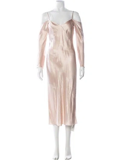 Pre-owned Vince Off-the-shoulder Midi Length Dress In Neutral
