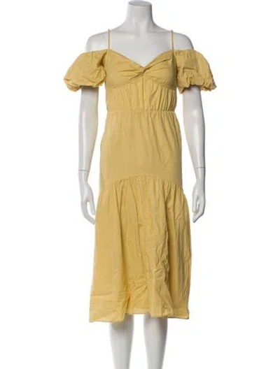 Pre-owned Vince Off-the-shoulder Midi Length Dress In Yellow