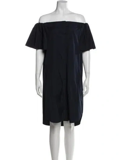Pre-owned Vince Off-the-shoulder Mini Dress In Blue
