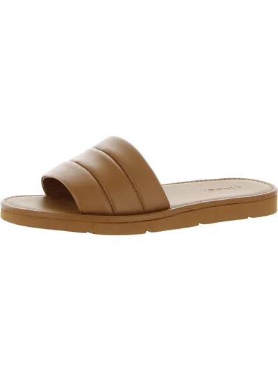Vince Olina Womens Leather Slip-on Pool Slides In Brown