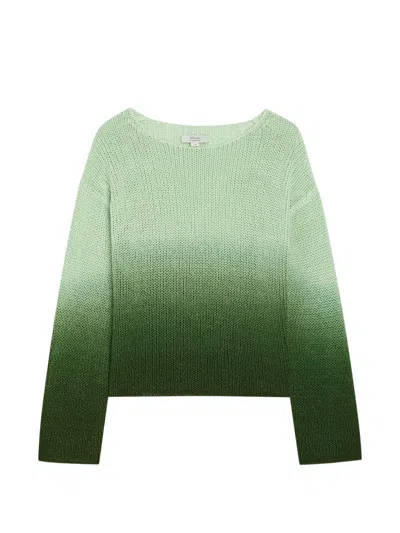 Vince Ombré Open-knit Sweater In Green