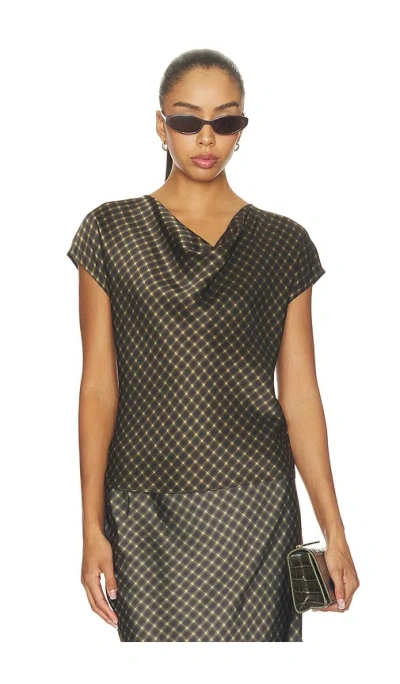 Vince Ombre Plaid On Cowl Neckcap Sleeveless Blouse In Multi