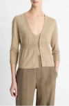 Vince Single-button Wool-cashmere Cardigan In Brown