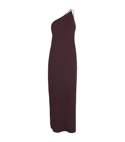 Vince One-shoulder Midi Dress In Burgundy