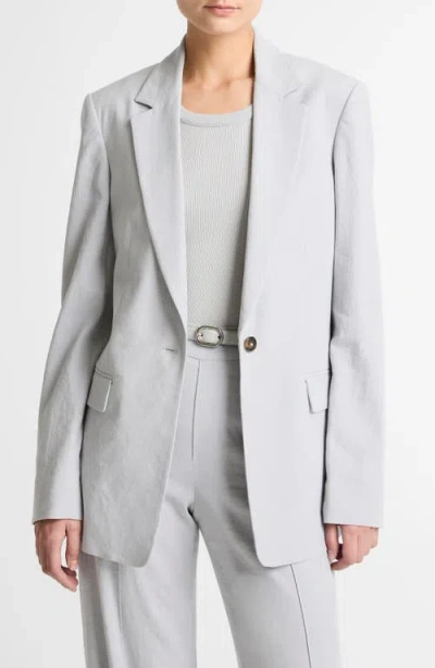 Vince One-button Cotton & Modal Blazer In Gray