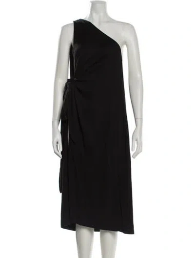 Pre-owned Vince One-shoulder Midi Length Dress In Black
