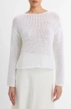 Vince Open Knit Boat Neck Sweater In Optic White