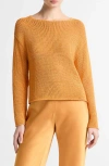 Vince Ribbed-knit Boat-neck Sweater In Orange