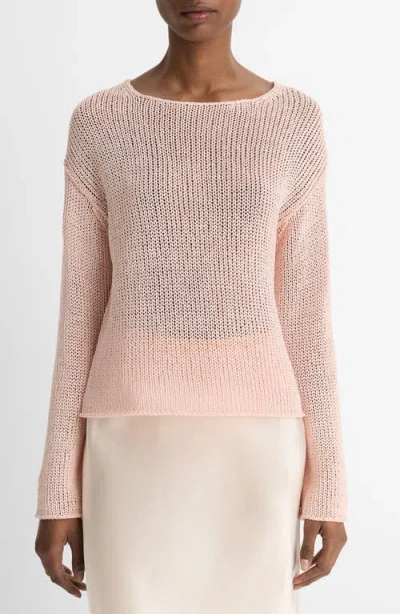 Vince Open Knit Boat Neck Sweater In Rose Nectar
