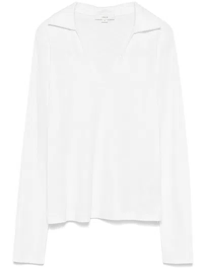 VINCE OPEN-NECK LONG-SLEEVE POLO TOP