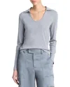 Vince Long Sleeve Open Neck Polo Harbor