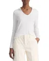 Vince Open Neck Polo Shirt In White
