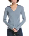 Vince Open Neck Polo Sweater In Blue