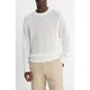 Vince Open Stitch Cotton & Cashmere Crewneck Sweater In Optic White