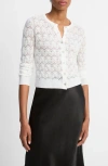 Vince Lace Stitch Cardigan Sweater In White