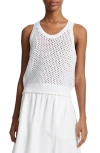 Vince Open Stitch Organic Cotton Sweater Tank In Optic White