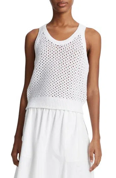 VINCE VINCE OPEN STITCH ORGANIC COTTON SWEATER TANK